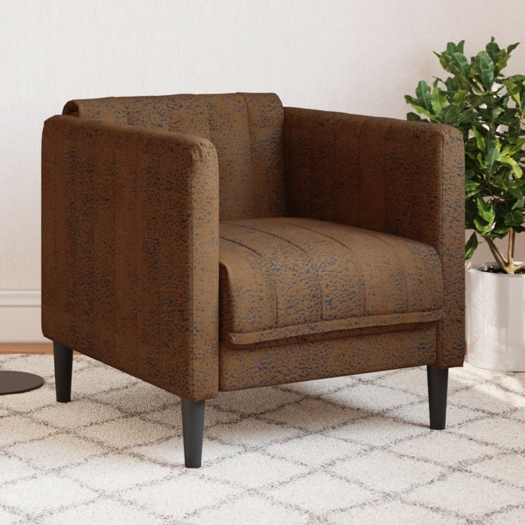 Canapé Fauteuil en Similicuir Daim-Marron-Canapé-La-Fabrique-Industrielle