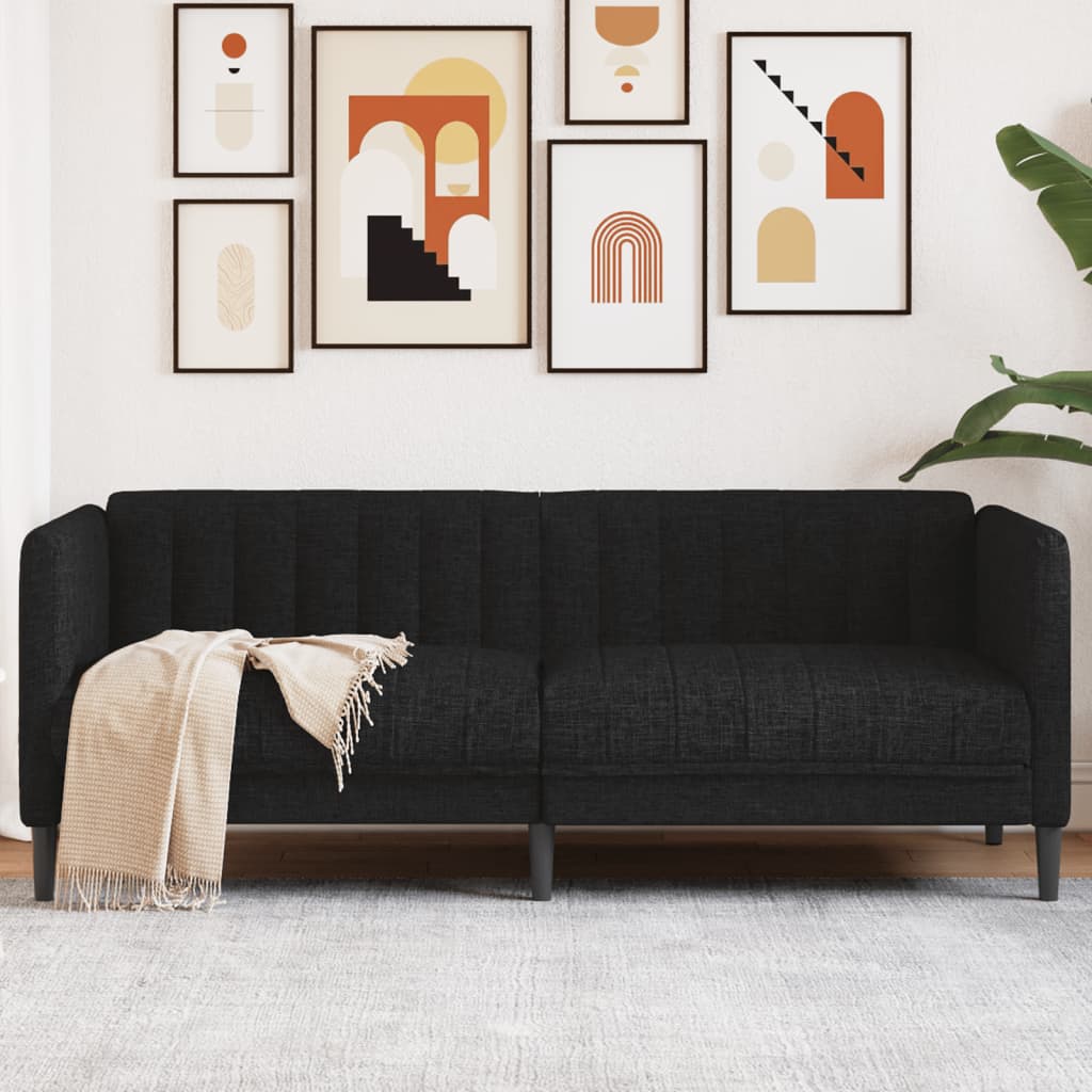 Canapé Fauteuil en Similicuir Daim-Noir-2 places-La-Fabrique-Industrielle