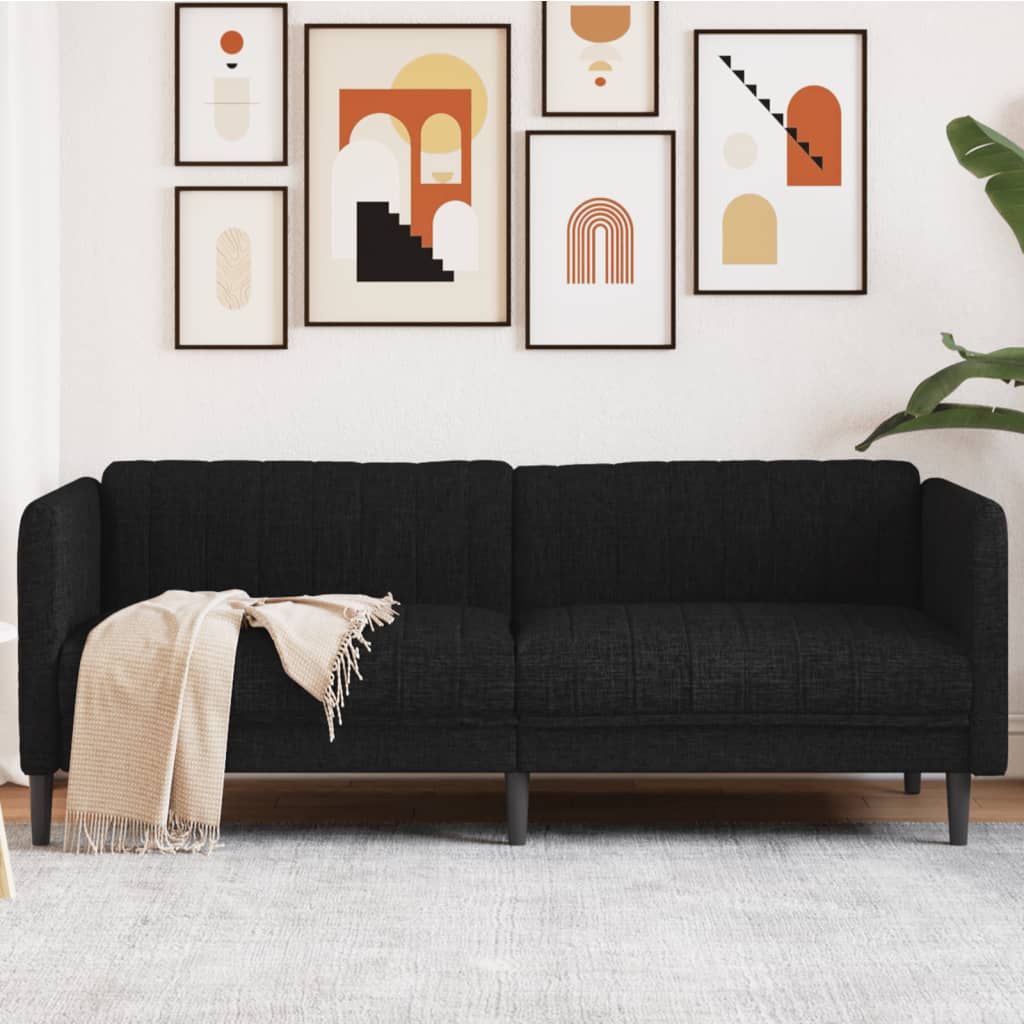 Canapé Fauteuil en Similicuir Daim-Noir-3 places-La-Fabrique-Industrielle