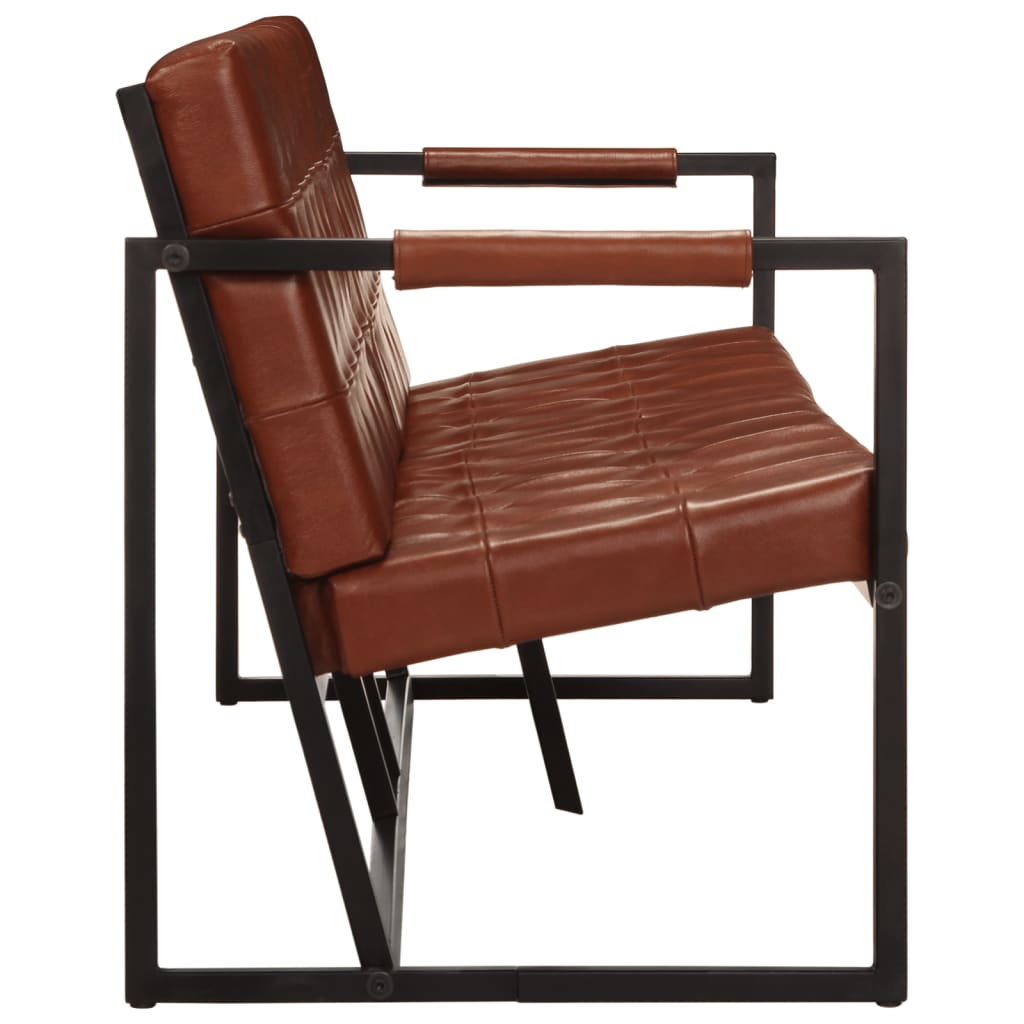 Canapé Industriel en Cuir de Chèvre Marron-La-Fabrique-Industrielle