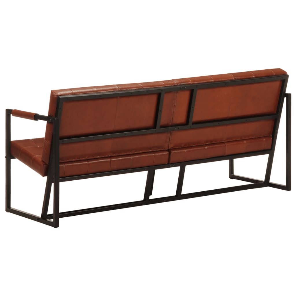 Canapé Industriel en Cuir de Chèvre Marron-La-Fabrique-Industrielle