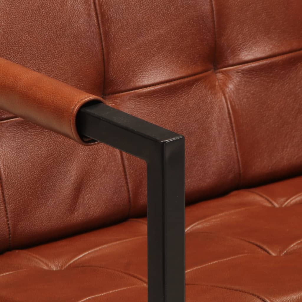 Canapé Industriel en Cuir de Chèvre Marron-La-Fabrique-Industrielle