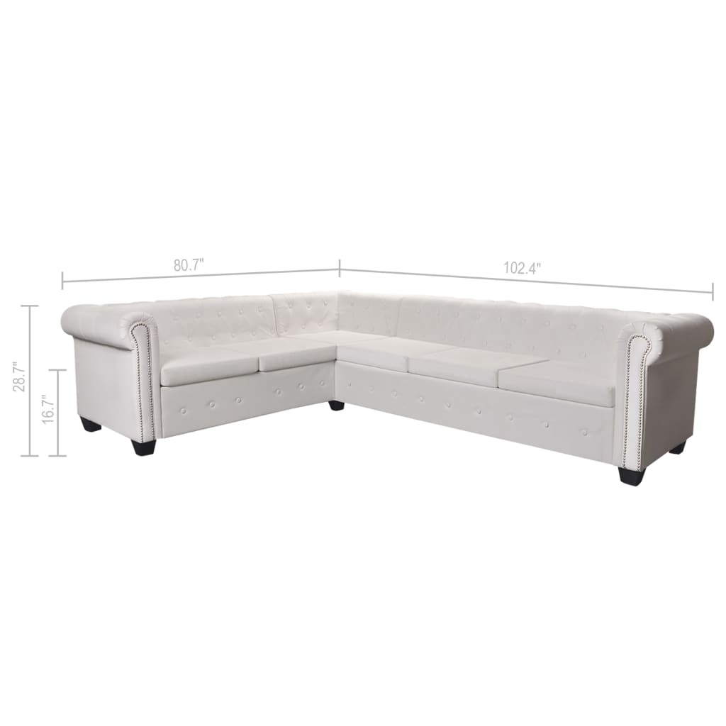 Canapé d'Angle Chesterfield en Similicuir Blanc-La-Fabrique-Industrielle