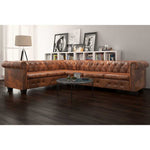 Canapé d'angle Chesterfield 6 Places en Cuir-Marron-6 places-La-Fabrique-Industrielle