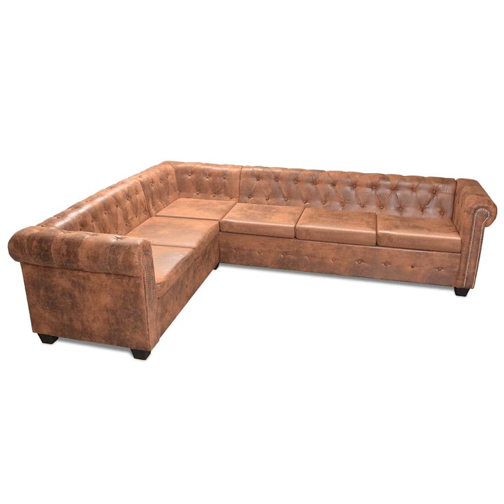 Canapé d'angle Chesterfield 6 Places en Cuir-La-Fabrique-Industrielle