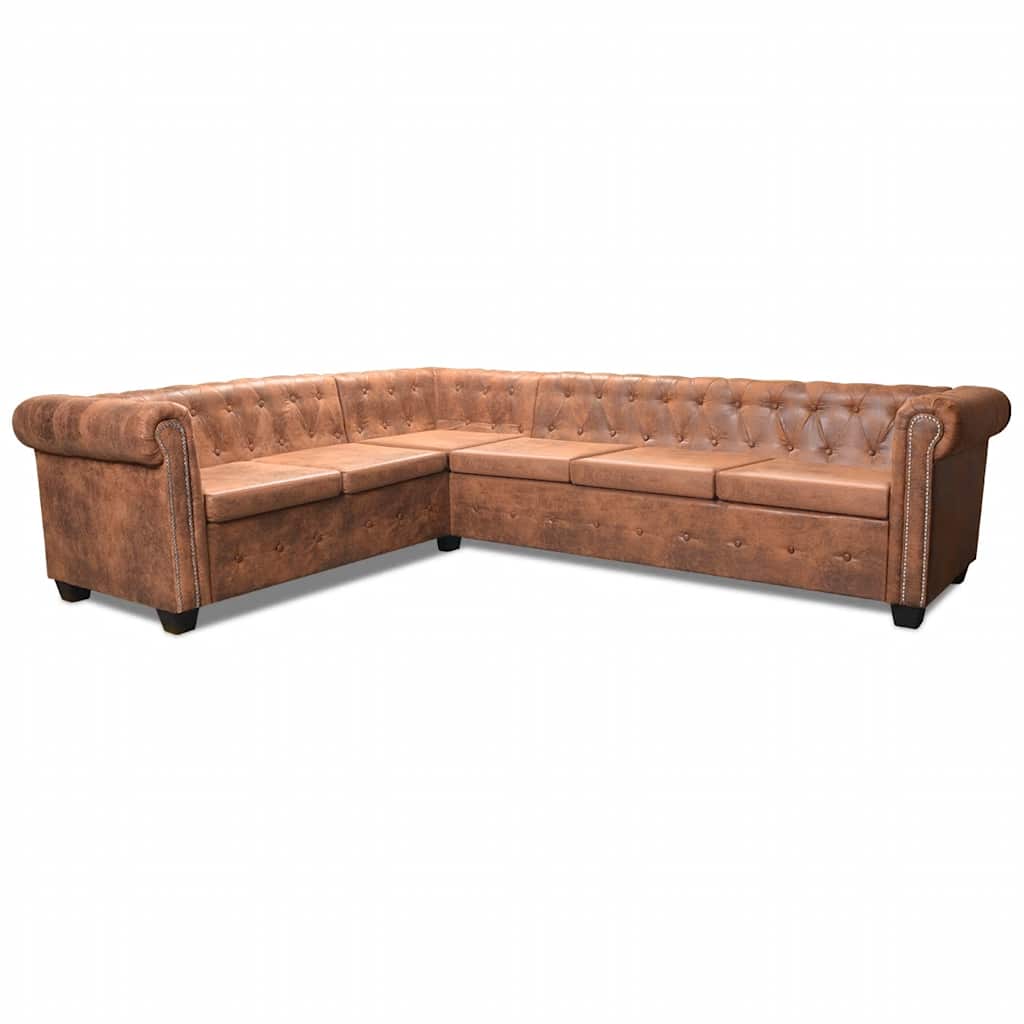 Canapé d'angle Chesterfield 6 Places en Cuir-La-Fabrique-Industrielle
