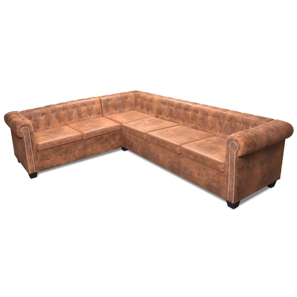 Canapé d'angle Chesterfield 6 Places en Cuir-La-Fabrique-Industrielle