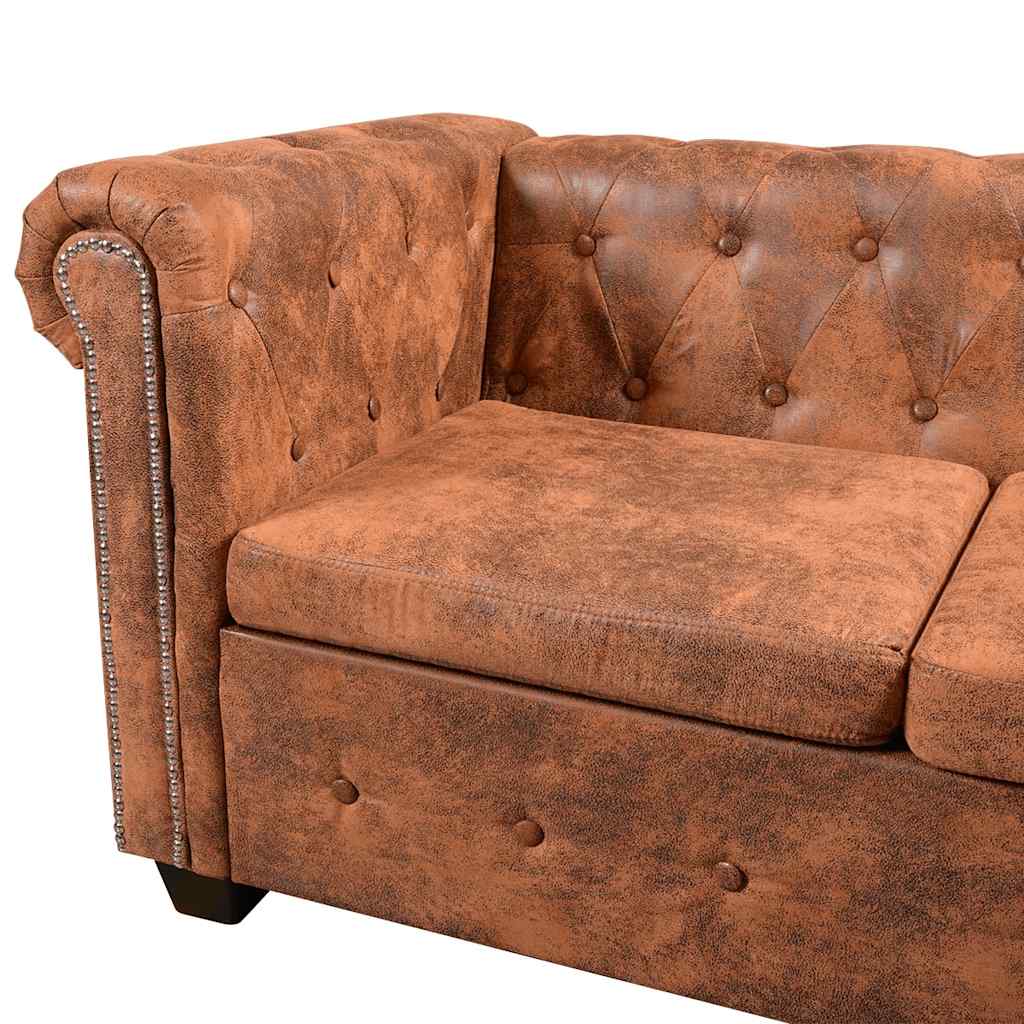 Canapé d'angle Chesterfield 6 Places en Cuir-La-Fabrique-Industrielle