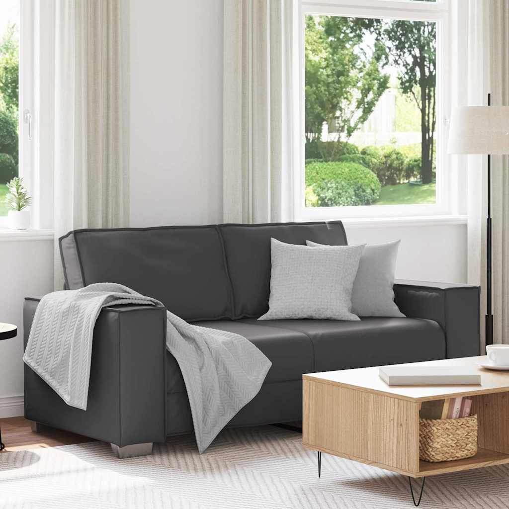 Canapé en Simili Cuir Noir Relax-Gris-140 cm-La-Fabrique-Industrielle