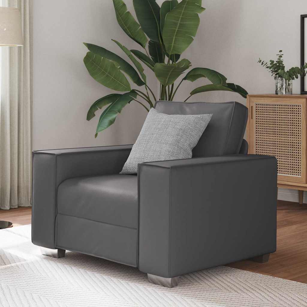 Canapé en Simili Cuir Noir Relax-Gris-59 cm-La-Fabrique-Industrielle