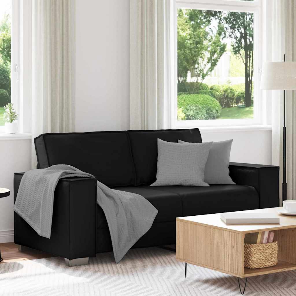 Canapé en Simili Cuir Noir Relax-Noir-140 cm-La-Fabrique-Industrielle