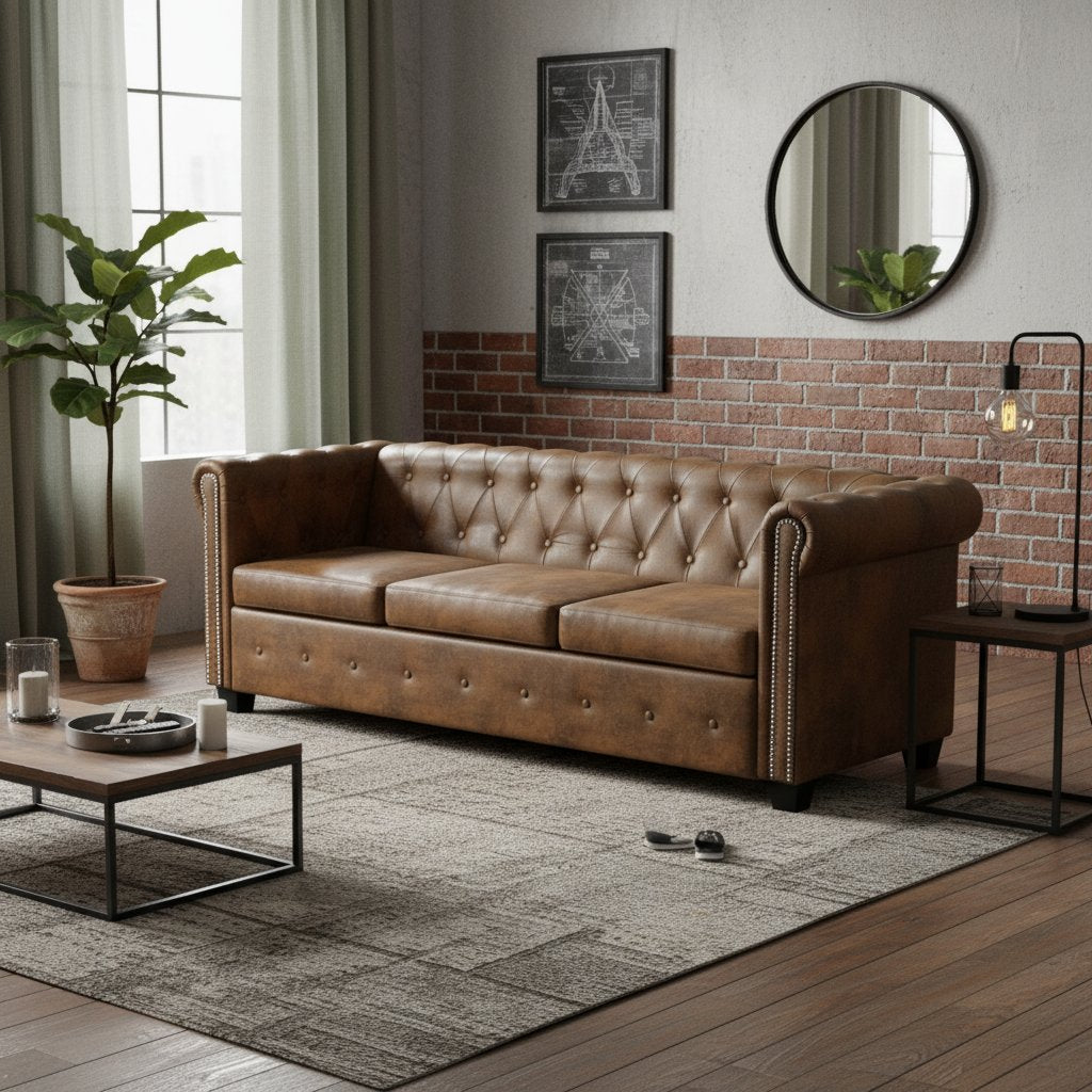 Canapé Chesterfield 3 Places en Cuir