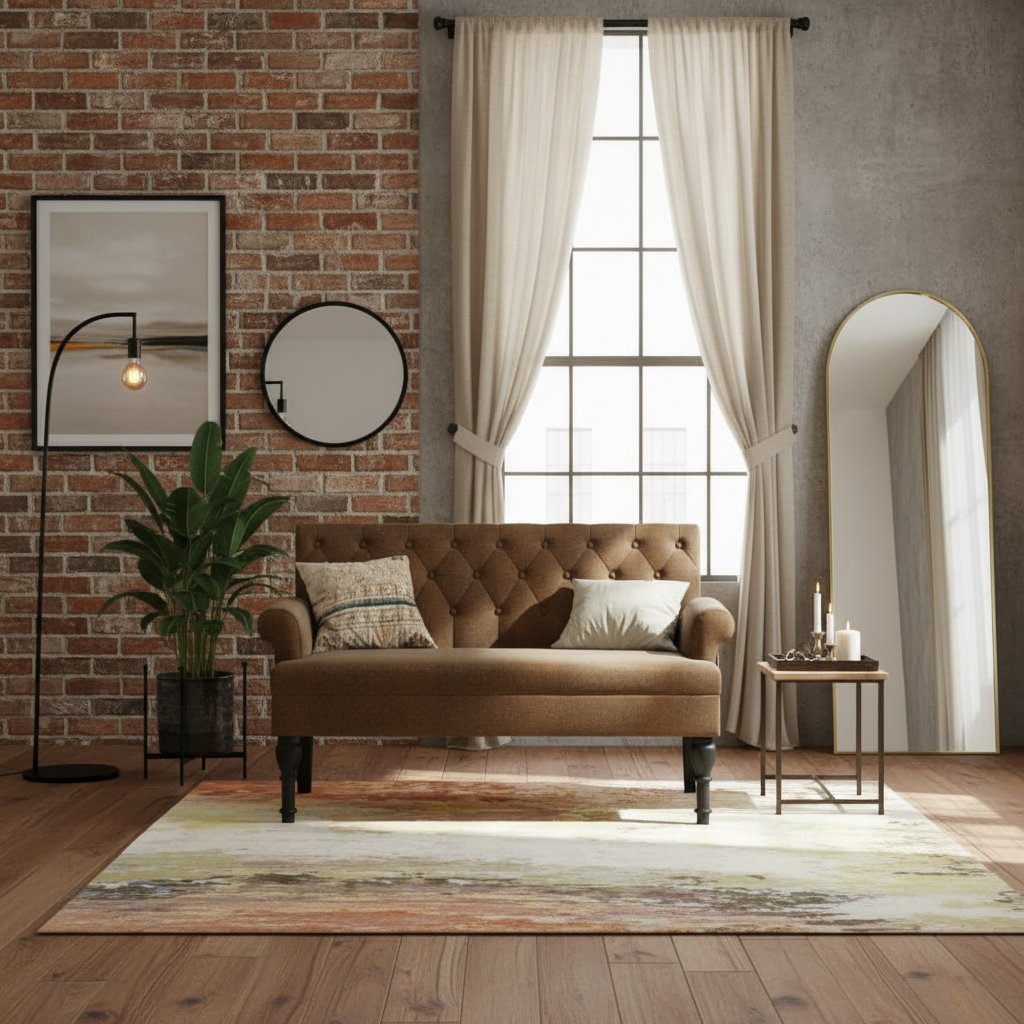 Canapé Élégant en Similicuir au Style Industriel