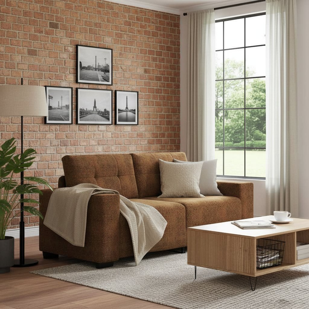 Canapé Industriel en Simili Cuir 3 Places