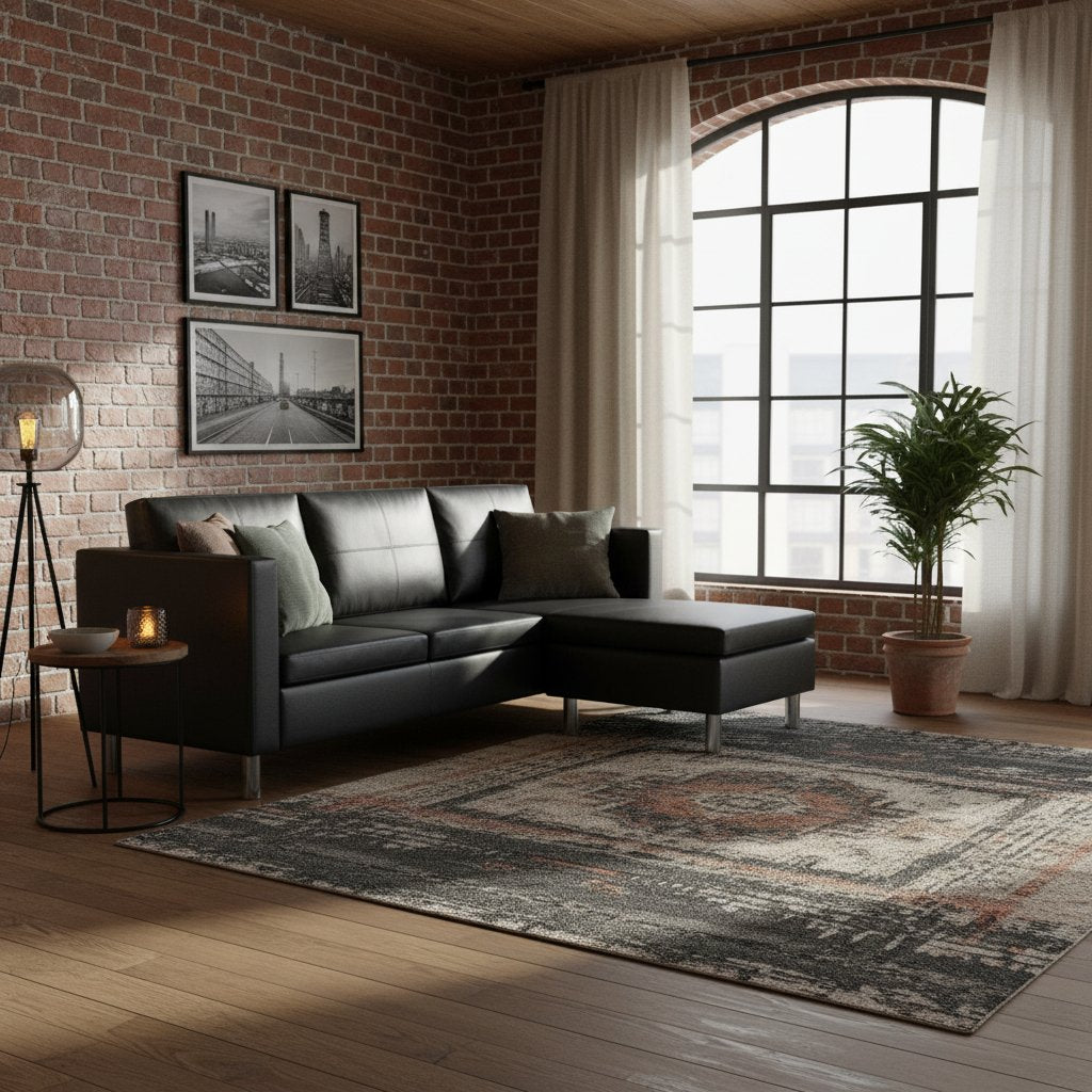 Canapé Moderne Style Loft Industriel en Cuir