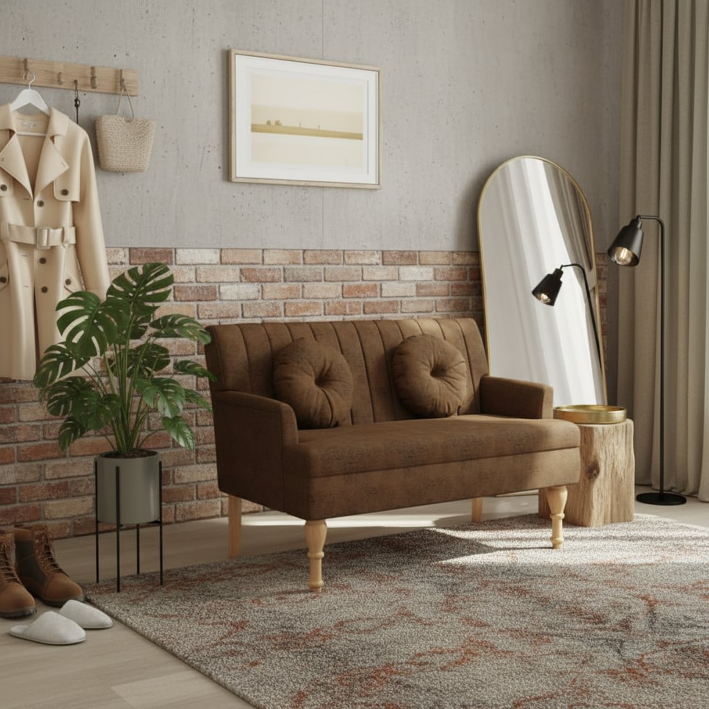 Canapé en Cuir Marron Industriel