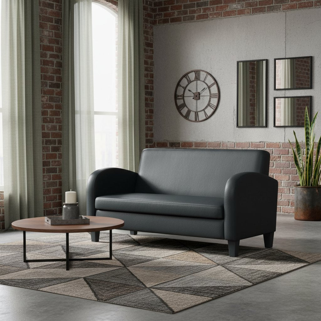 Canapé en Cuir au Style Industriel Noir