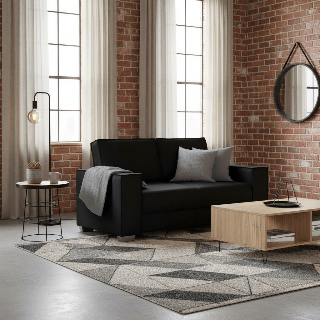 Canapé en Simili Cuir Noir Relax