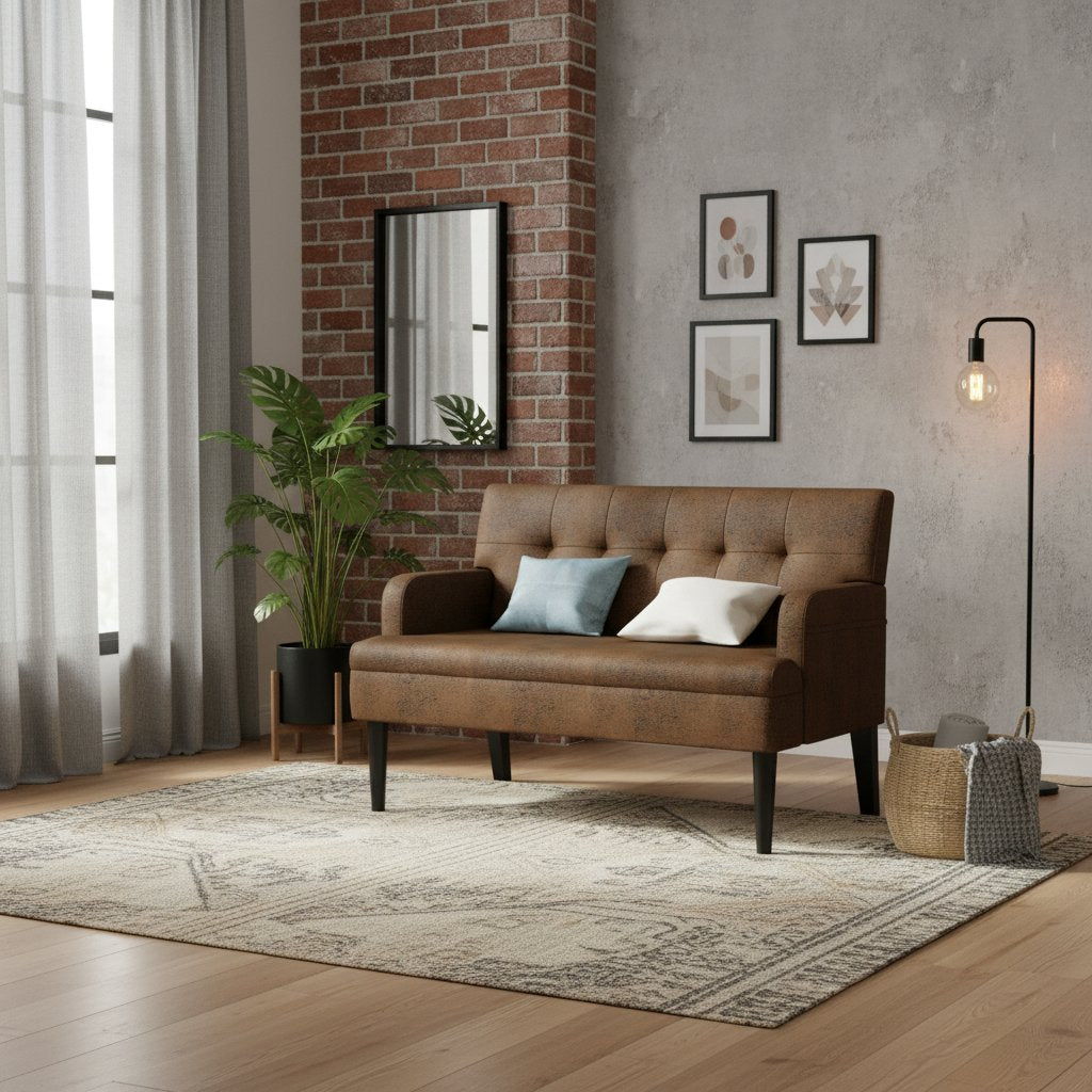 Canapé en Similicuir Style Industriel Chic