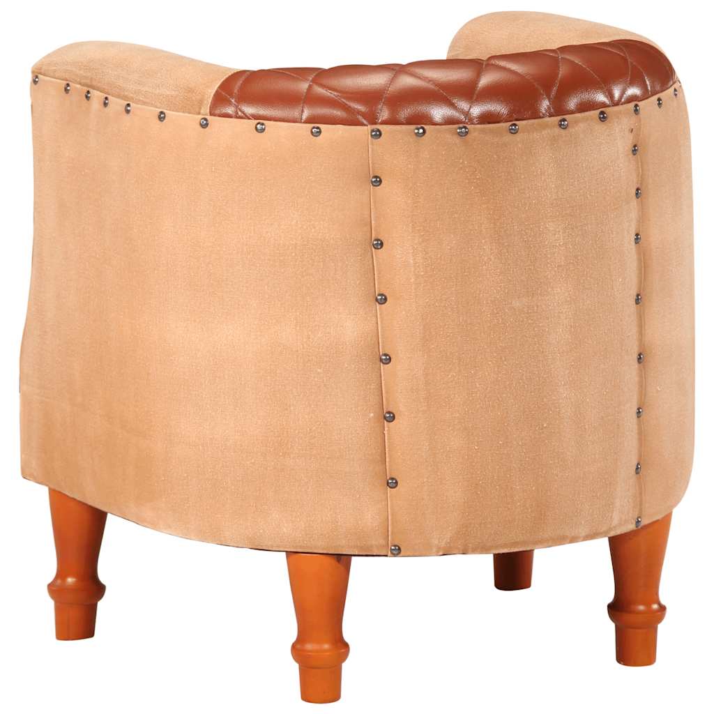 Chaise Cabriolet en Cuir Marron et Bois de Manguier-La-Fabrique-Industrielle