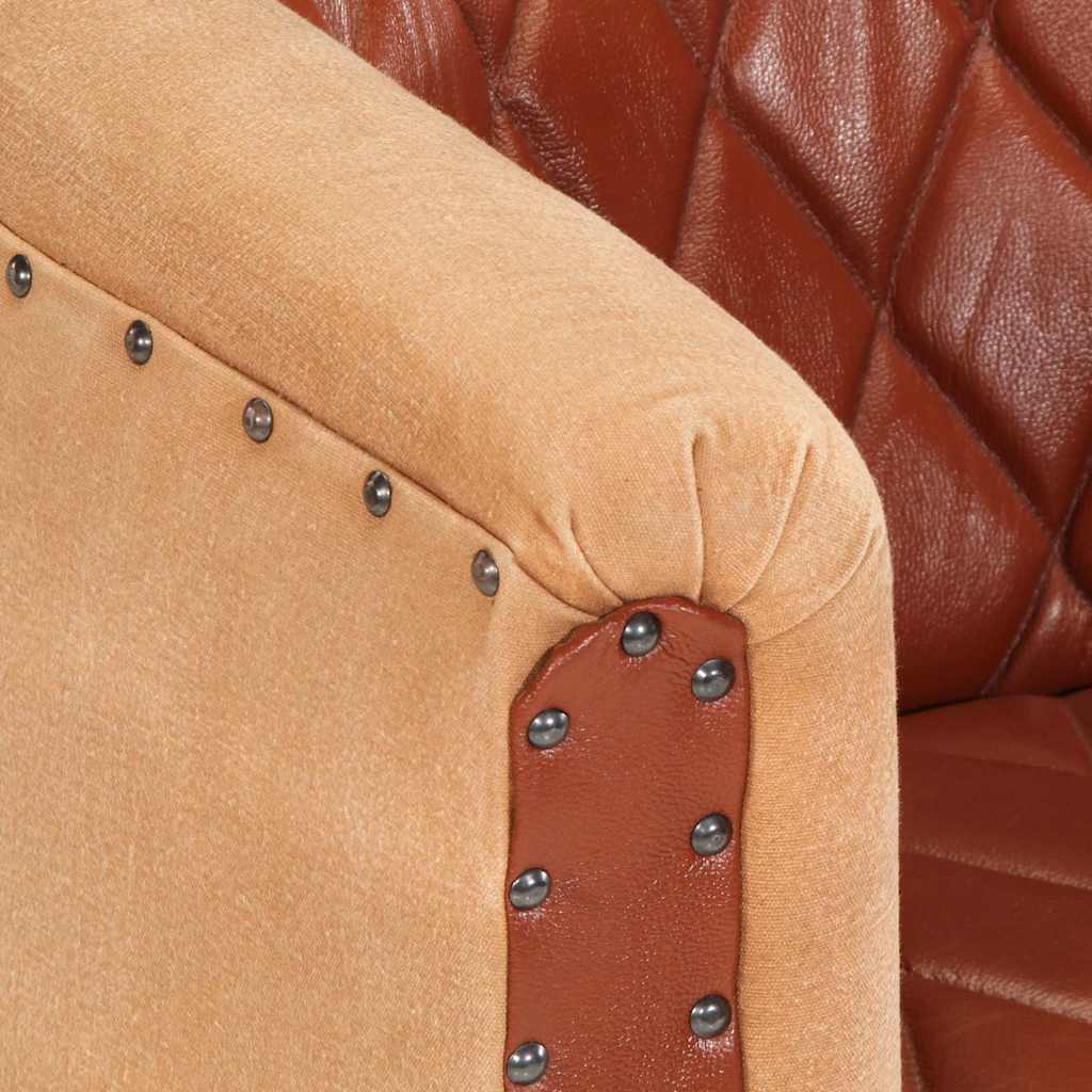 Chaise Cabriolet en Cuir Marron et Bois de Manguier-La-Fabrique-Industrielle