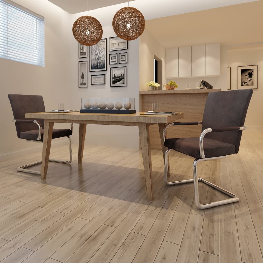 Chaise Cantilever Blanche Industrielle en Similicuir-Marron-2-La-Fabrique-Industrielle
