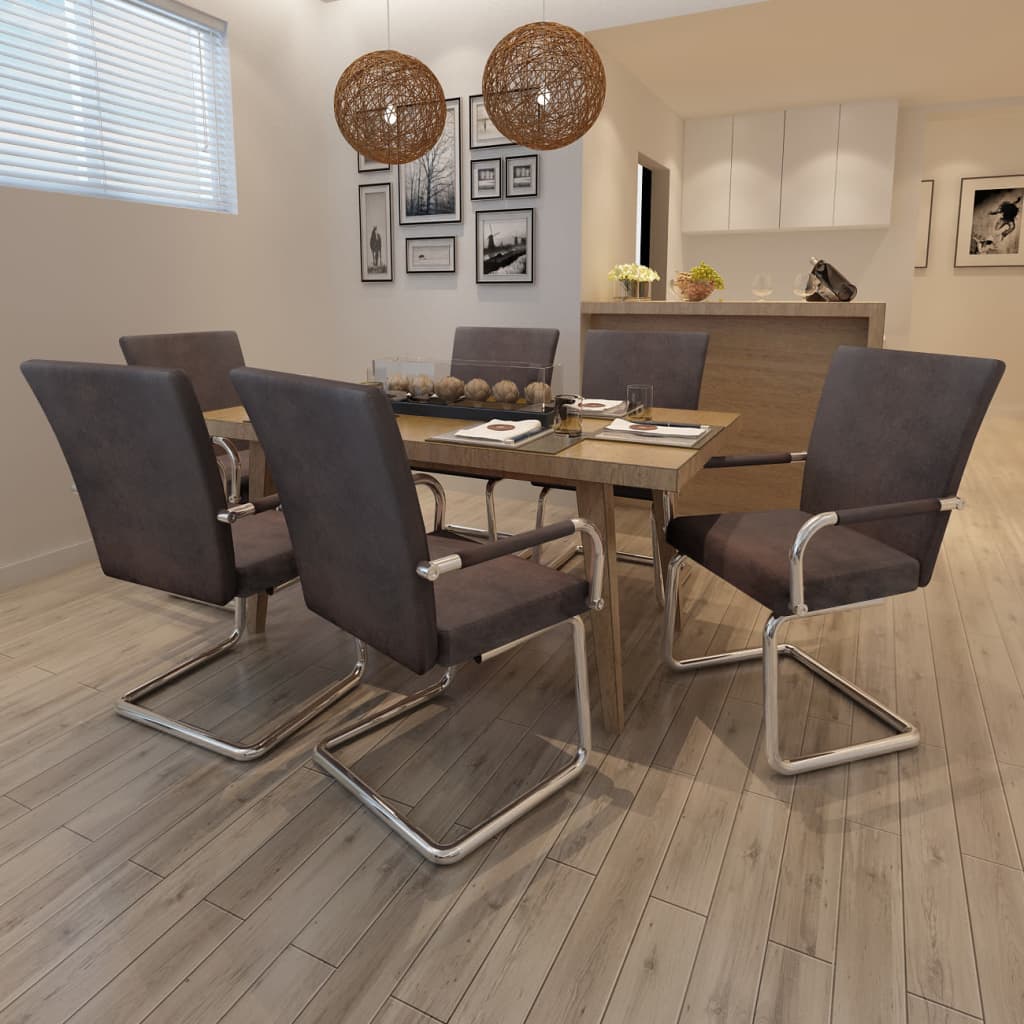 Chaise Cantilever Blanche Industrielle en Similicuir-Marron-6-La-Fabrique-Industrielle