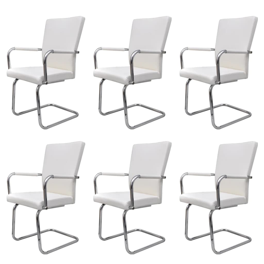 Chaise Cantilever Blanche Industrielle en Similicuir-La-Fabrique-Industrielle