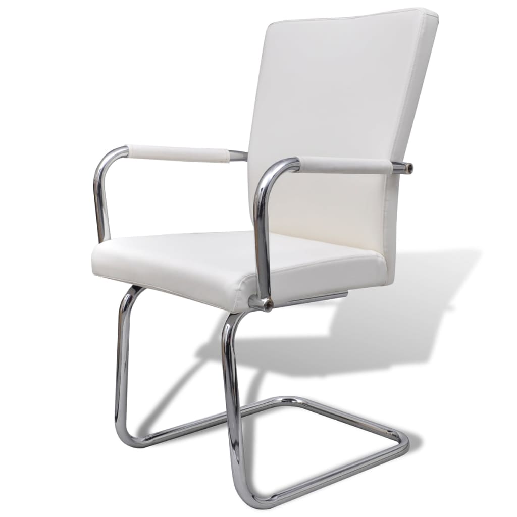 Chaise Cantilever Blanche Industrielle en Similicuir-La-Fabrique-Industrielle
