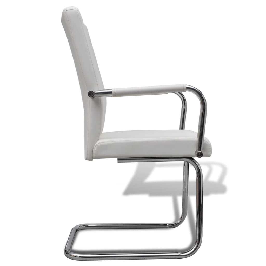 Chaise Cantilever Blanche Industrielle en Similicuir-La-Fabrique-Industrielle