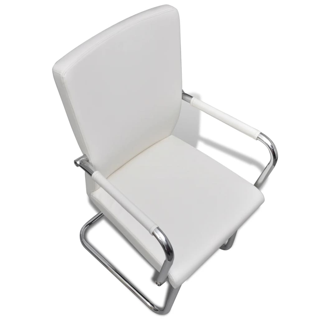 Chaise Cantilever Blanche Industrielle en Similicuir-La-Fabrique-Industrielle