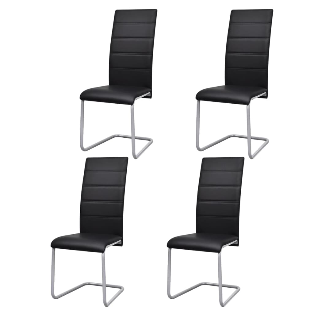 Chaise Cantilever Haute en Similicuir Blanc-Noir-4-La-Fabrique-Industrielle