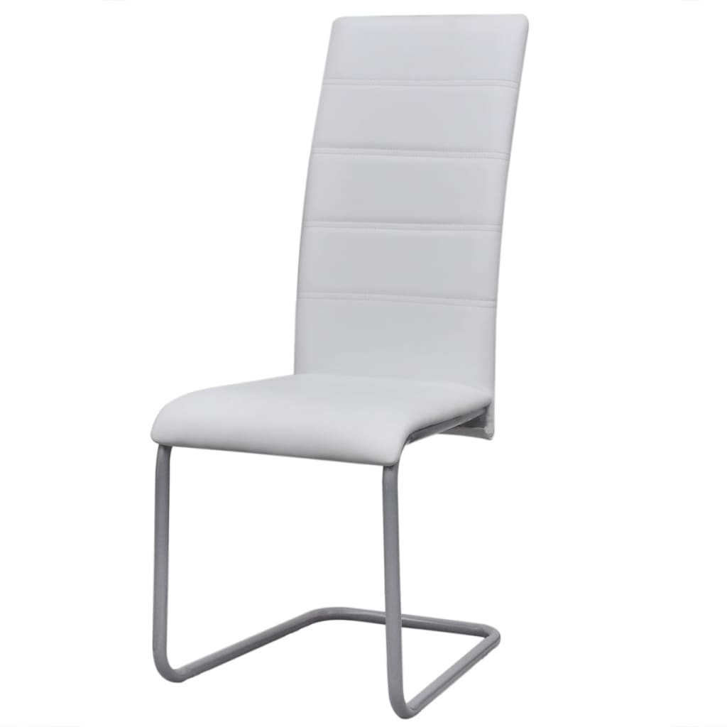 Chaise Cantilever Haute en Similicuir Blanc-La-Fabrique-Industrielle