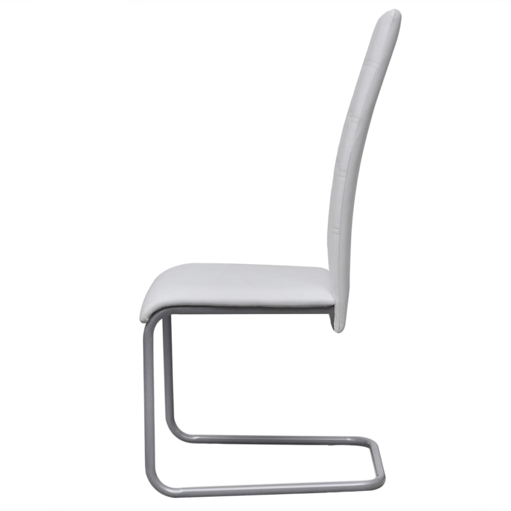 Chaise Cantilever Haute en Similicuir Blanc-La-Fabrique-Industrielle