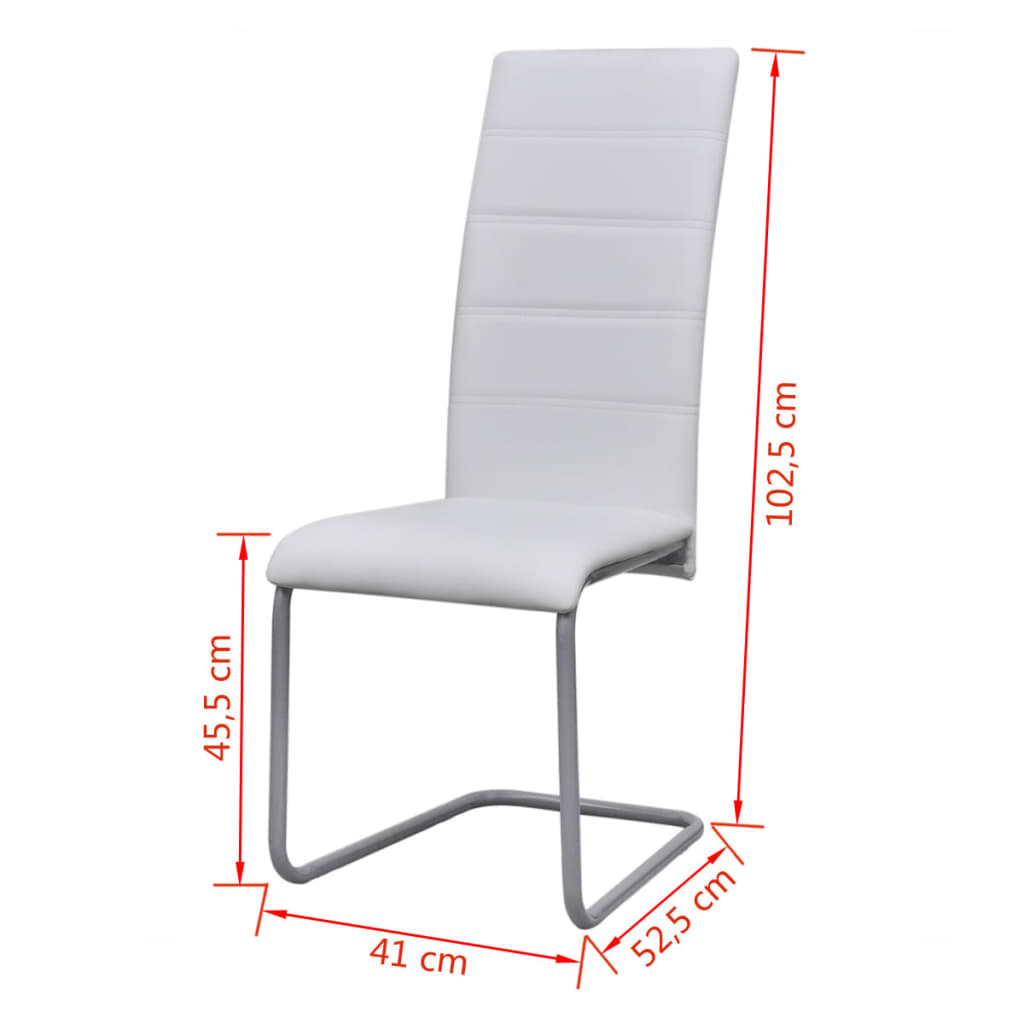 Chaise Cantilever Haute en Similicuir Blanc-La-Fabrique-Industrielle