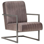 Chaise Cantilever Industrielle en Cuir-marron délavé-1-La-Fabrique-Industrielle