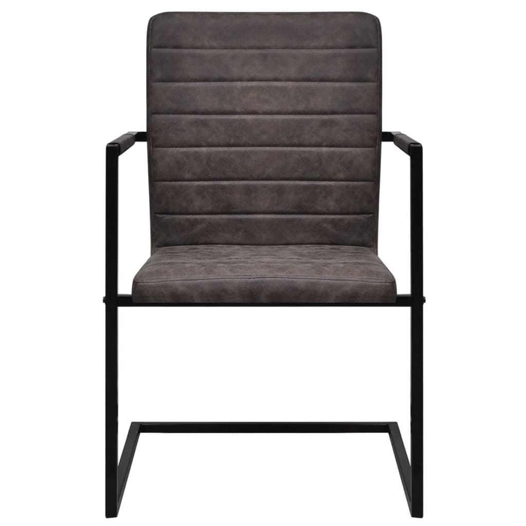 Chaise Cantilever en Cuir Marron Style Industriel-La-Fabrique-Industrielle