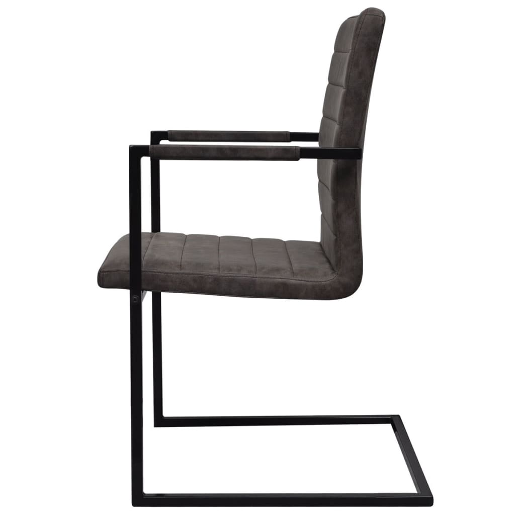 Chaise Cantilever en Cuir Marron Style Industriel-La-Fabrique-Industrielle