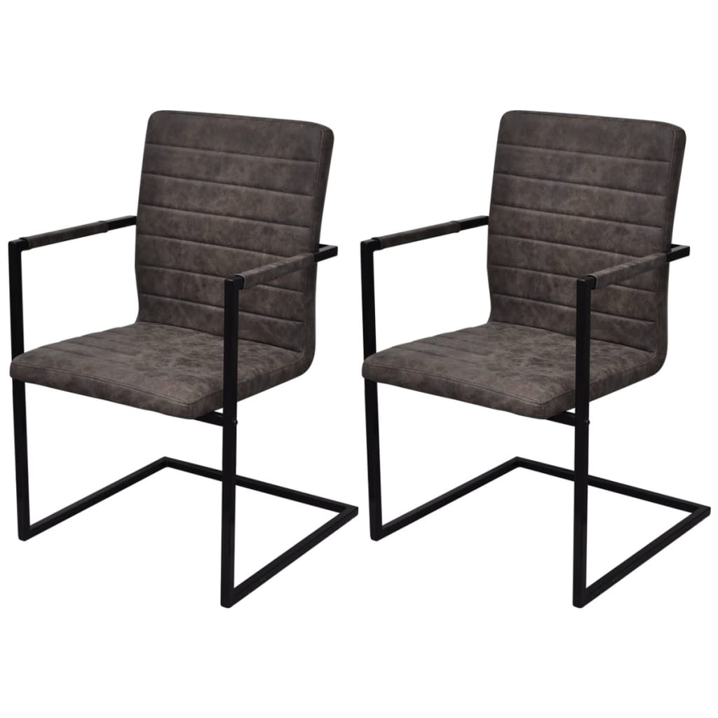 Chaise Cantilever en Cuir Marron Style Industriel-La-Fabrique-Industrielle