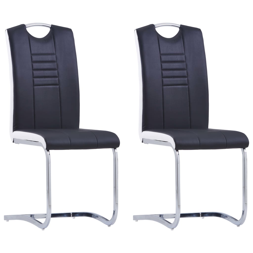 Chaise Cantilever en Cuir au Style Industriel-Noir-2-La-Fabrique-Industrielle