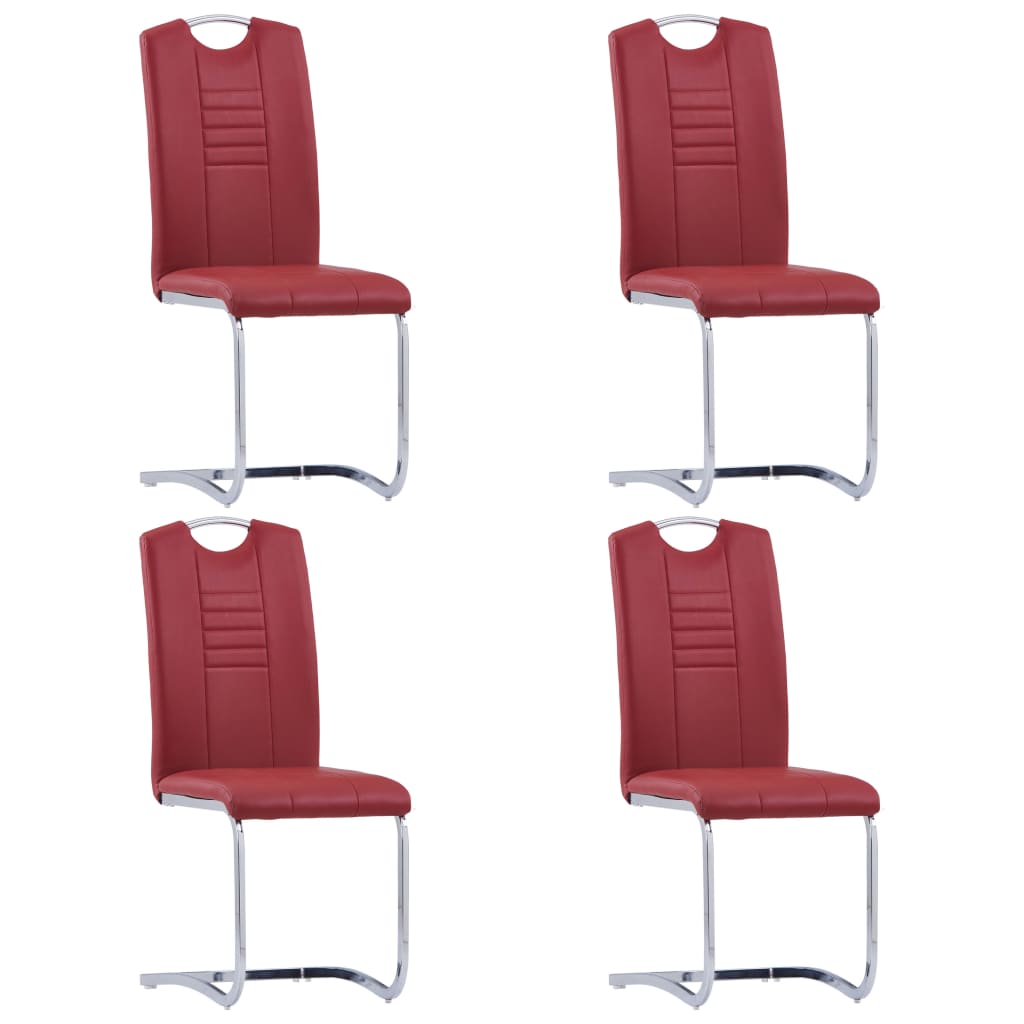 Chaise Cantilever en Cuir au Style Industriel-Rouge-4-La-Fabrique-Industrielle
