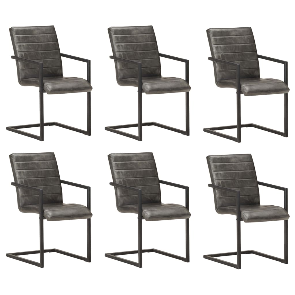 Chaise Cantilever en Cuir pour Salle à Manger-Gris-modèle 1-6-La-Fabrique-Industrielle