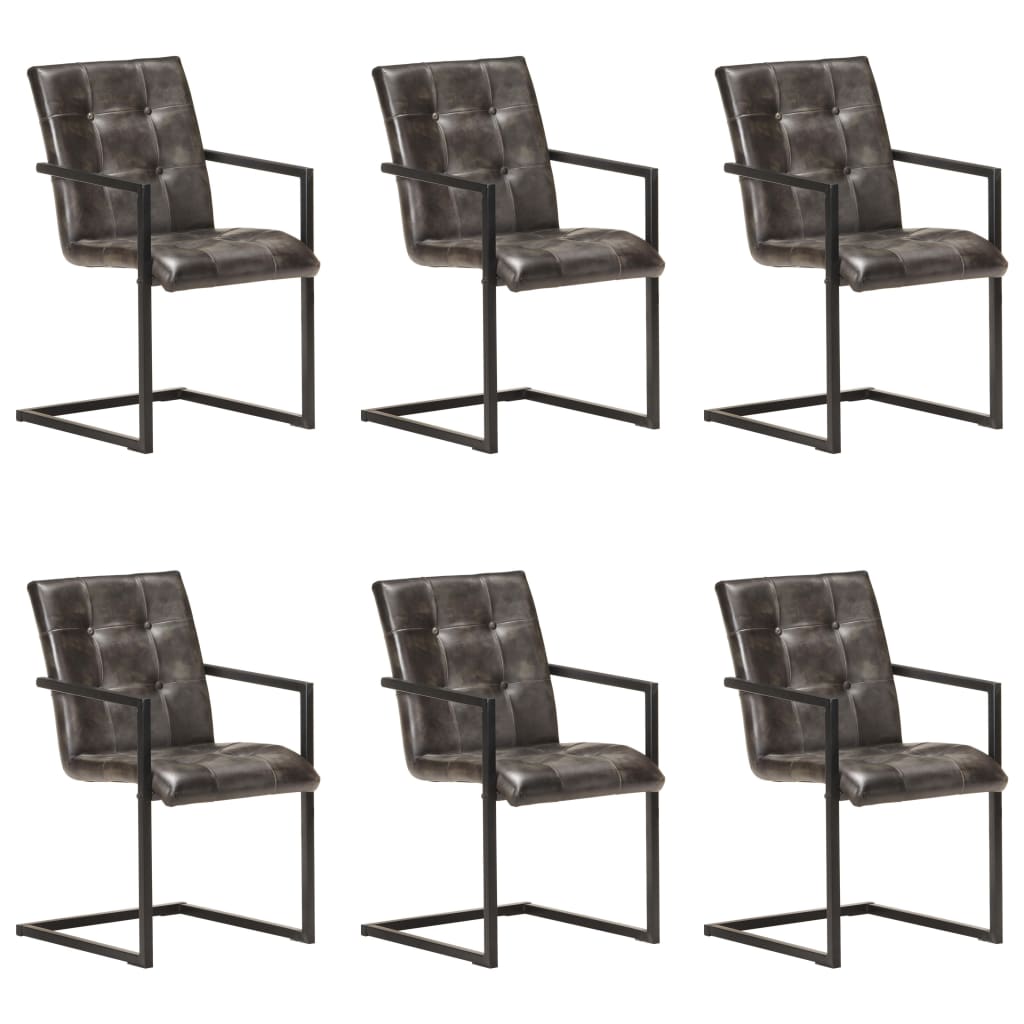 Chaise Cantilever en Cuir pour Salle à Manger-Gris-modèle 3-6-La-Fabrique-Industrielle