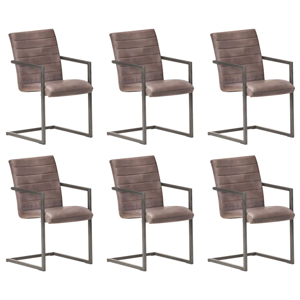 Chaise Cantilever en Cuir pour Salle à Manger-Marron clair-modèle 1-6-La-Fabrique-Industrielle