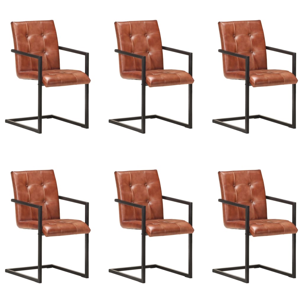 Chaise Cantilever en Cuir pour Salle à Manger-Marron clair-modèle 3-6-La-Fabrique-Industrielle