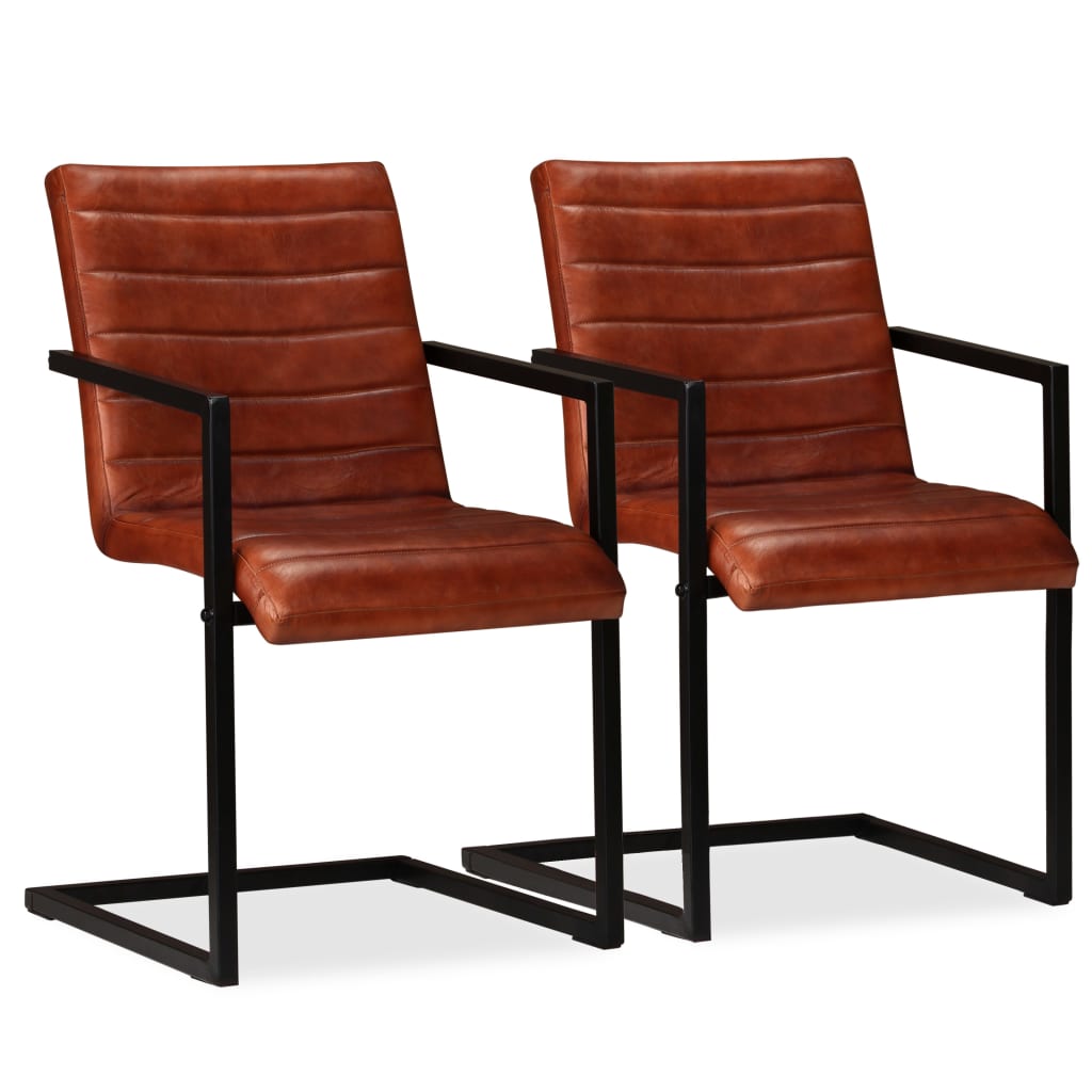 Chaise Cantilever en Cuir pour Salle à Manger-Marron foncé-modèle 1-2-La-Fabrique-Industrielle