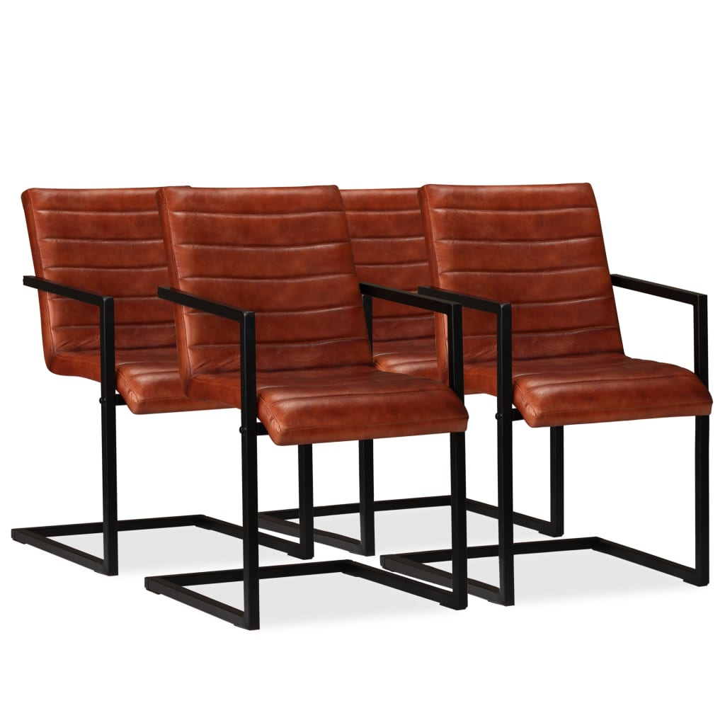 Chaise Cantilever en Cuir pour Salle à Manger-Marron foncé-modèle 1-4-La-Fabrique-Industrielle