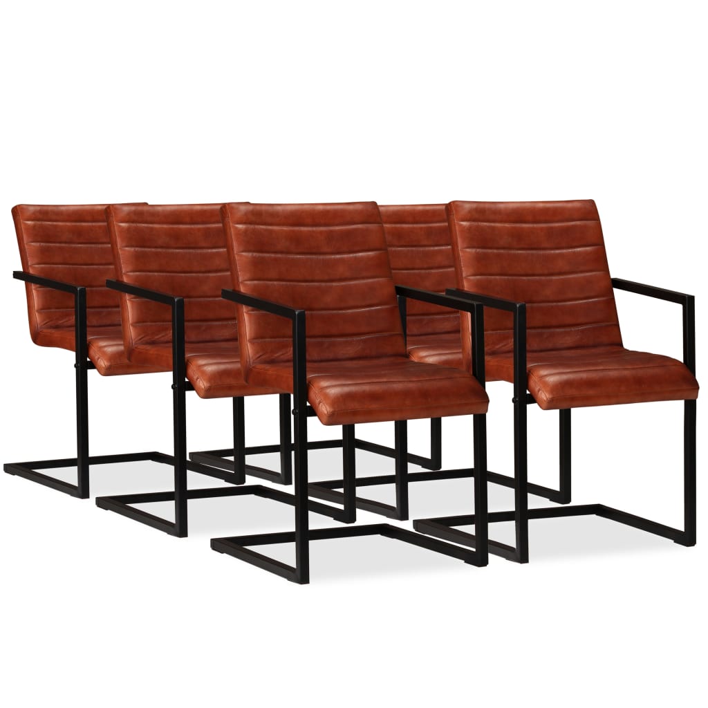 Chaise Cantilever en Cuir pour Salle à Manger-Marron foncé-modèle 1-6-La-Fabrique-Industrielle
