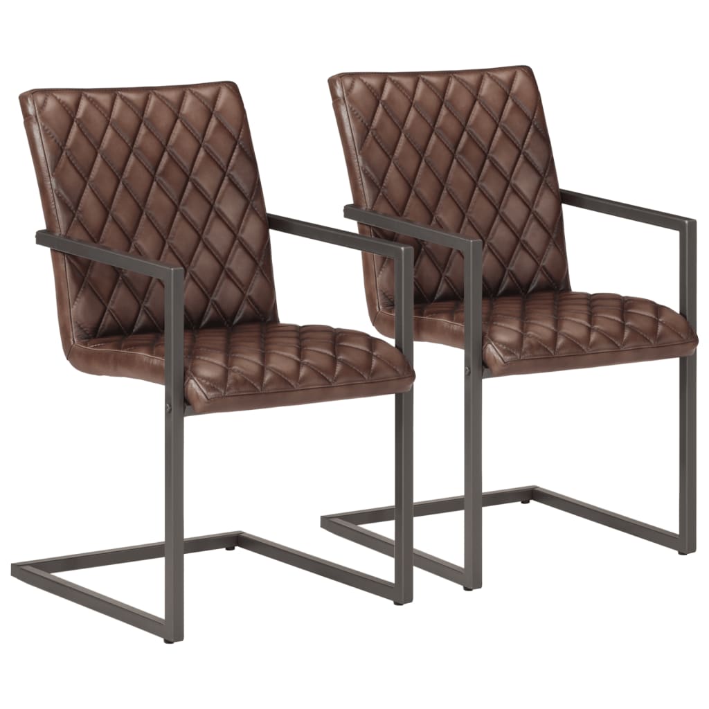 Chaise Cantilever en Cuir pour Salle à Manger-Marron foncé-modèle 2-2-La-Fabrique-Industrielle