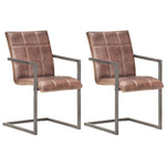 Chaise Cantilever en Cuir pour Salle à Manger-Marron foncé-modèle 4-2-La-Fabrique-Industrielle